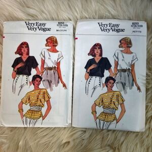 Vogue 8253 Misses Tops 3 Styles Uncut Sewing Pattern